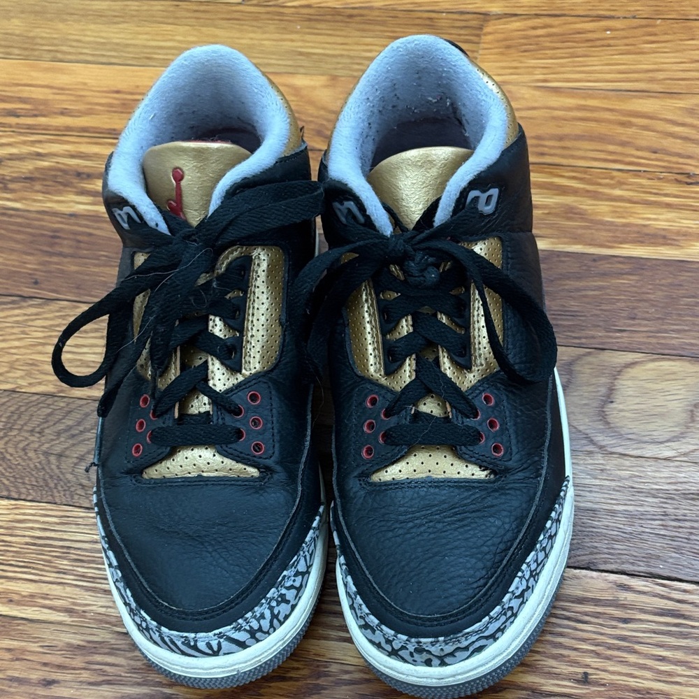 Jordan Black and Gold Women's Sneakers